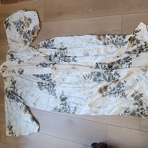 Kimono Japanese Floral Silk Robe size L